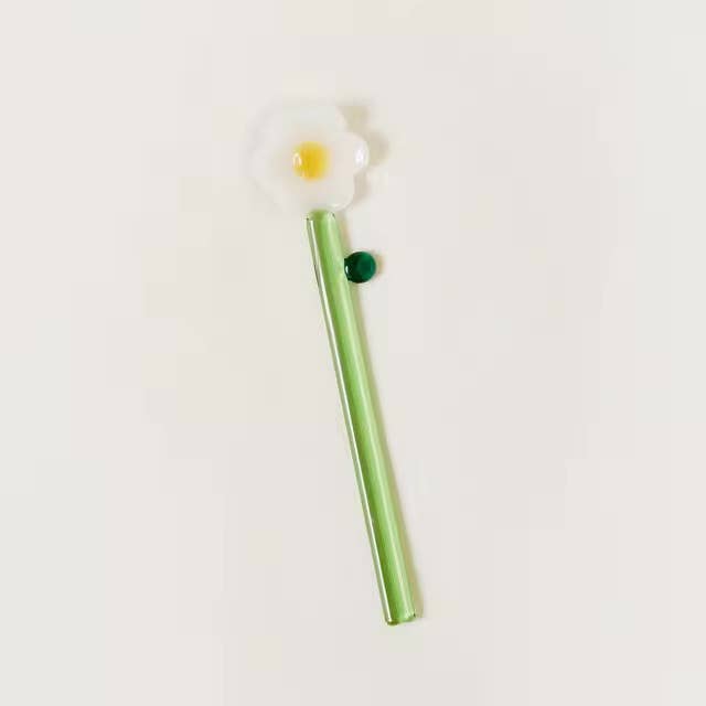 Ivore Group - Flower Shape Glass Stirring Spoon: Yellow