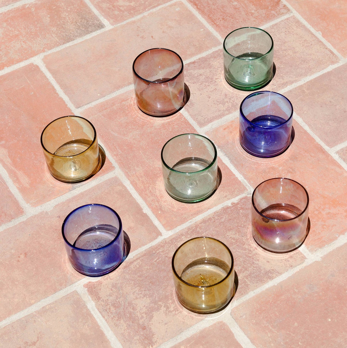 Luz Collection - Hand Blown Wine or Cocktail Glass Tumbler - Small, 4 Colors: Amethyst