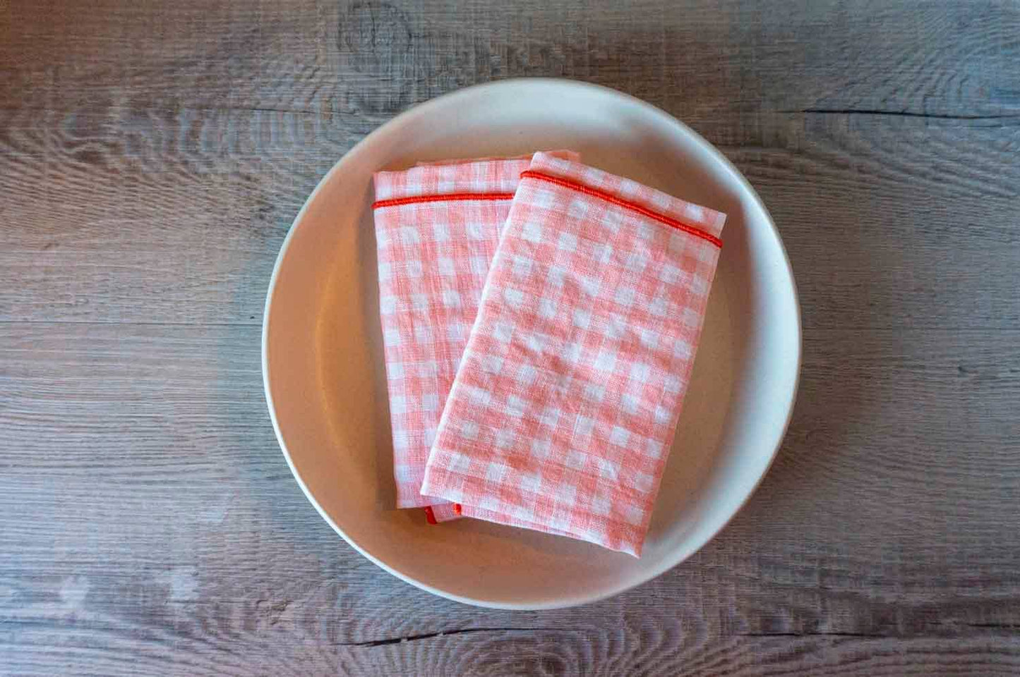 100% Linen Gingham (Henrietta) Cloth Napkins - Set of 2