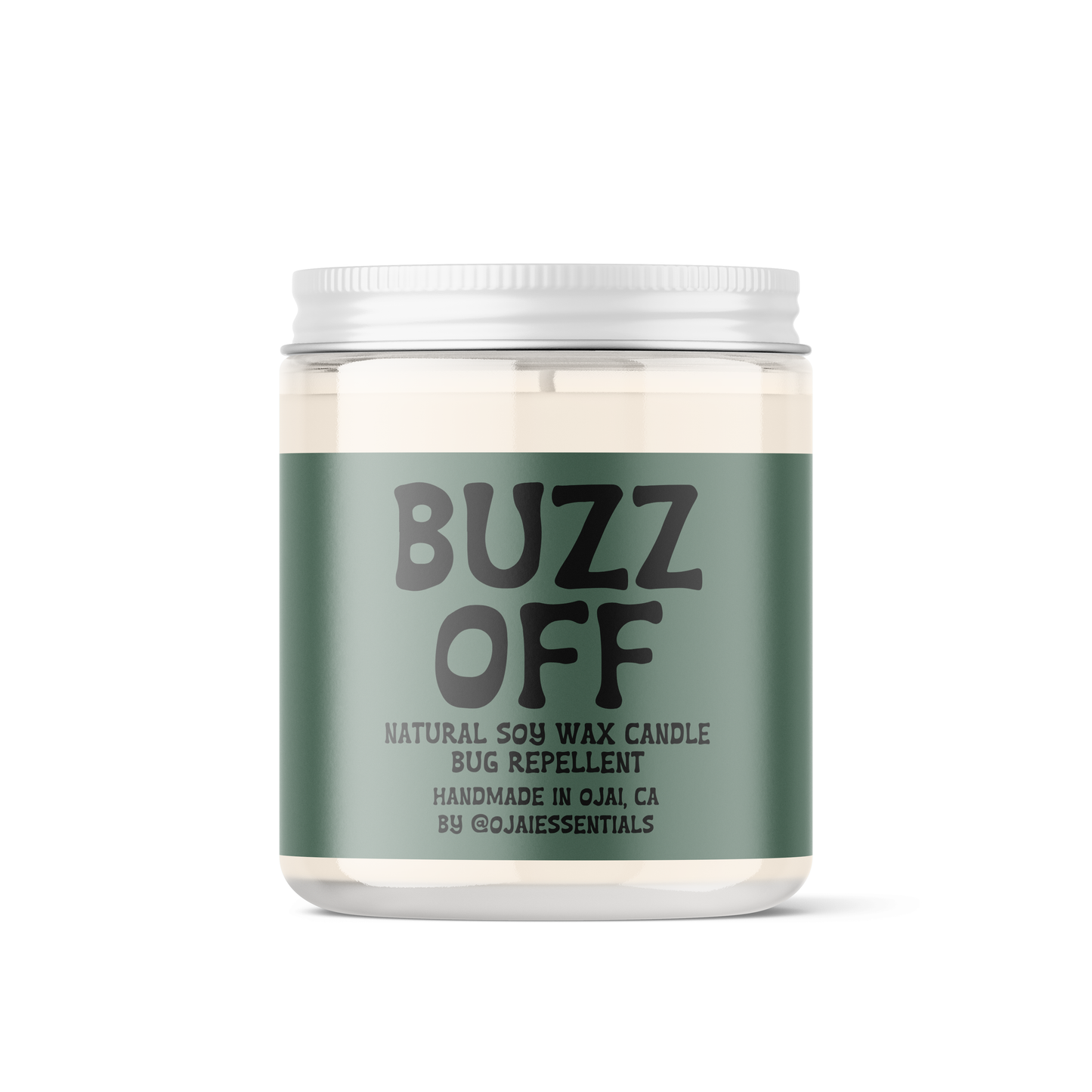 Bug Repellent Candle | Buzz Off | Natural Soy Wax 8 oz: 8 oz Glass Jar