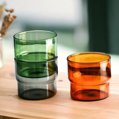 Ivore Group - Stackable Colored Glass Water Cup: Green