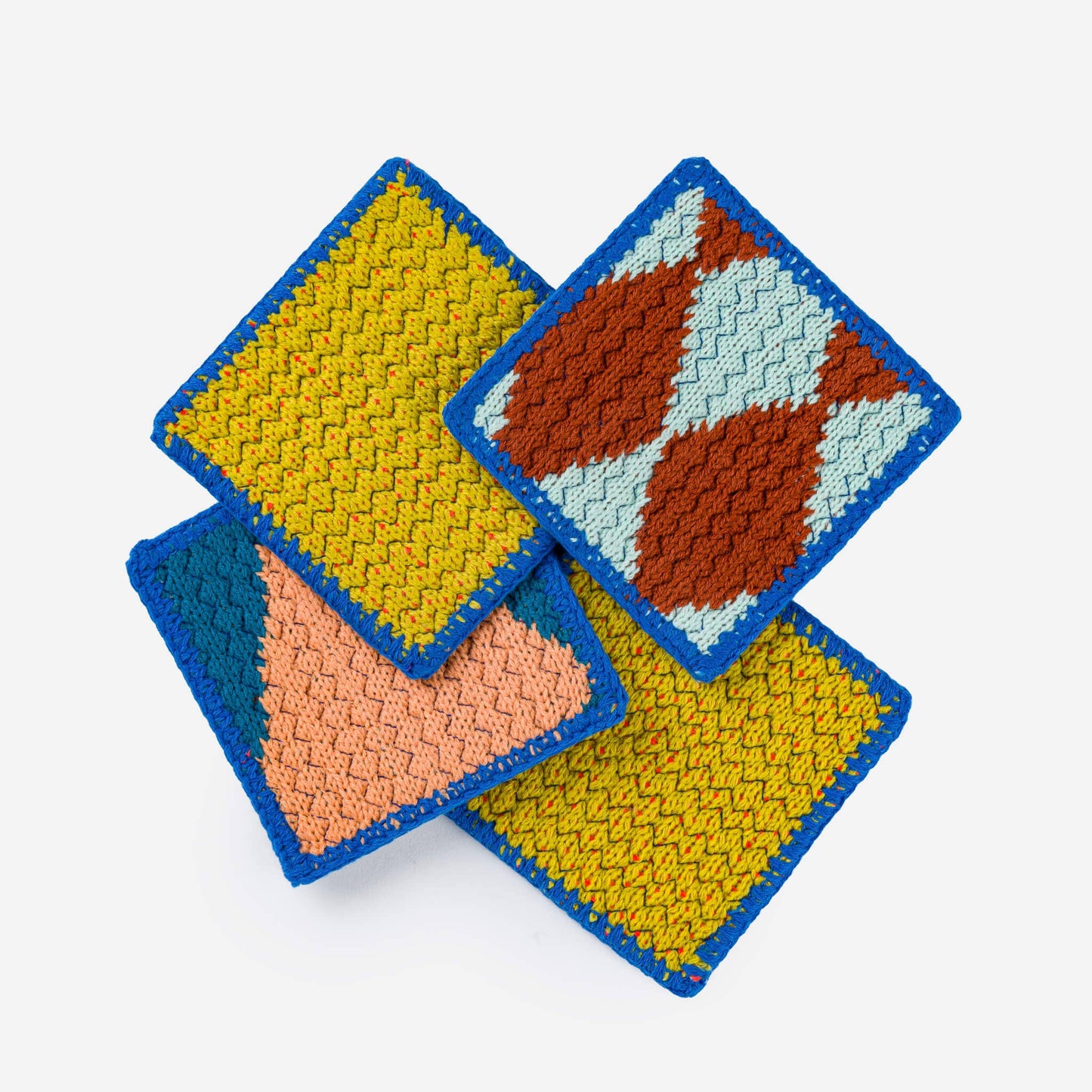 Scrap Mix Coaster Set: Golden Olive Cobalt