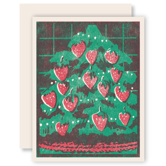 Strawberry Christmas Tree Letterpress Card