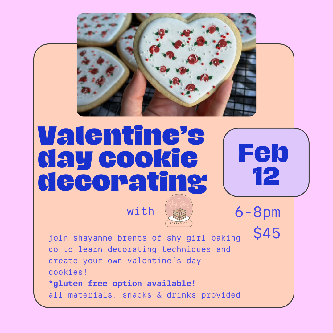 Valentine’s day cookie decorating with shy girl baking co