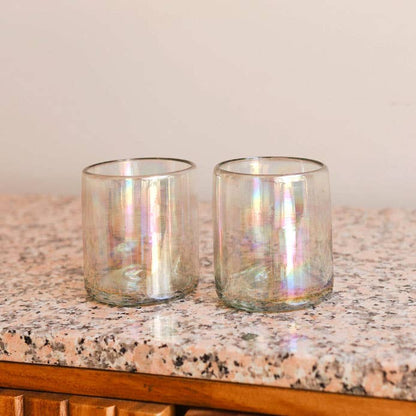 Luz Collection - Hand Blown Wine or Cocktail Glass Tumbler - Opal, 2 Sizes: Large