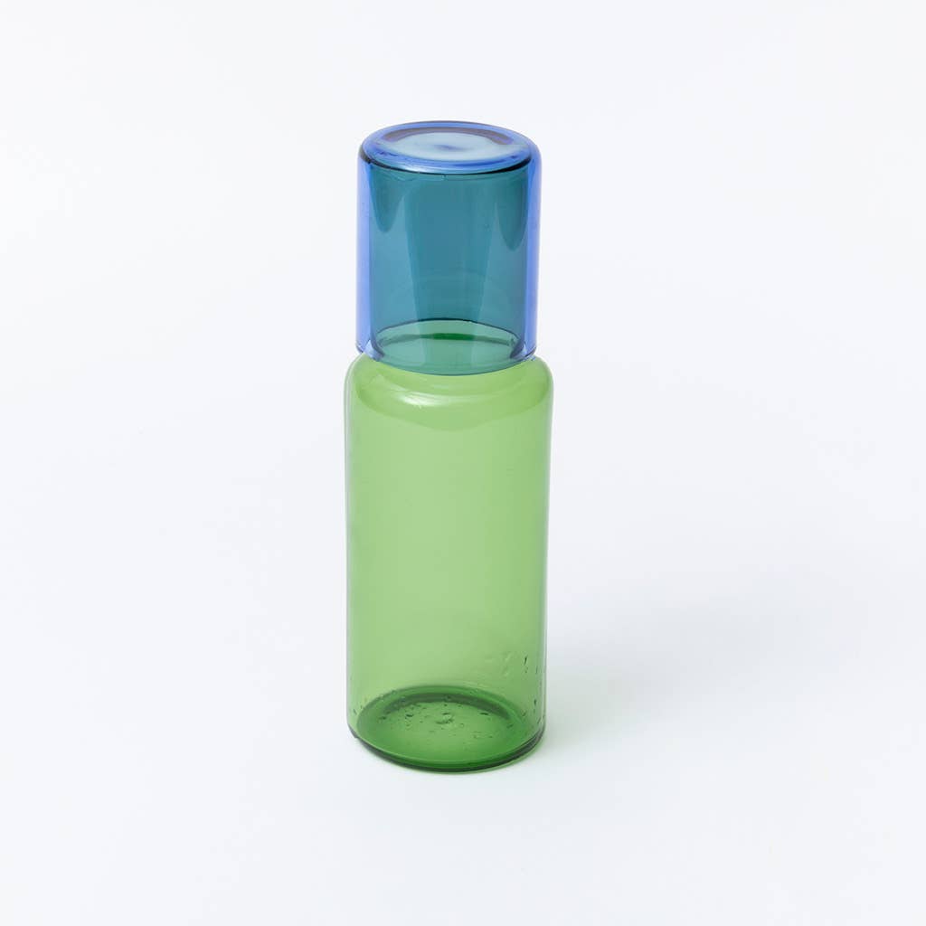 Block Design - Duo Tone Glass Carafe: Green/Blue