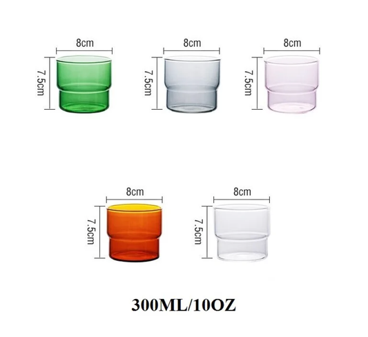 Ivore Group - Stackable Colored Glass Water Cup: Green