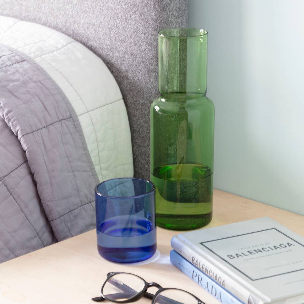 Block Design - Duo Tone Glass Carafe: Green/Blue