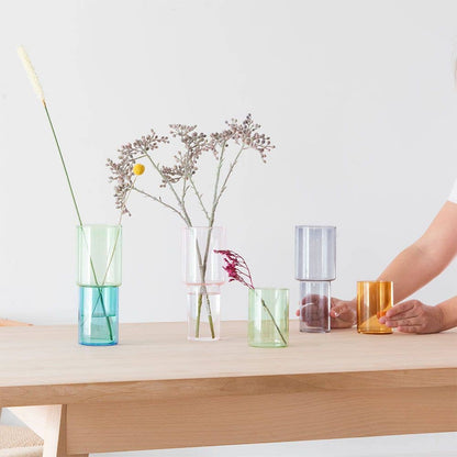 Block Design - Stacking Glass Vase: Grey/Orange