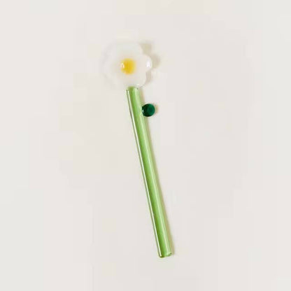Flower Shape Glass Stirring Spoon: Yellow
