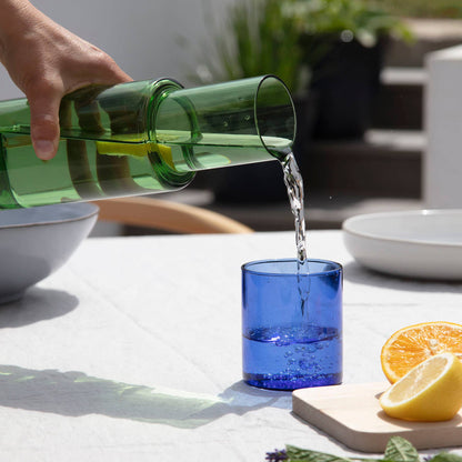 Block Design - Duo Tone Glass Carafe: Green/Blue