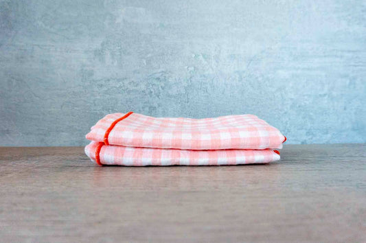 100% Linen Gingham (Henrietta) Cloth Napkins - Set of 2