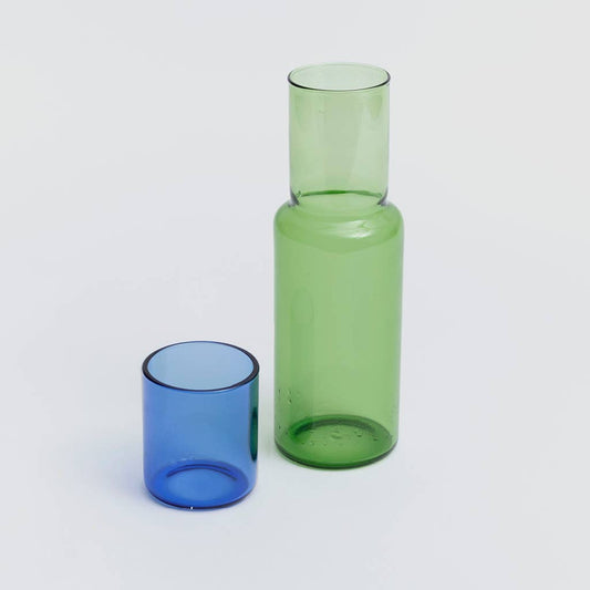 Block Design - Duo Tone Glass Carafe: Green/Blue
