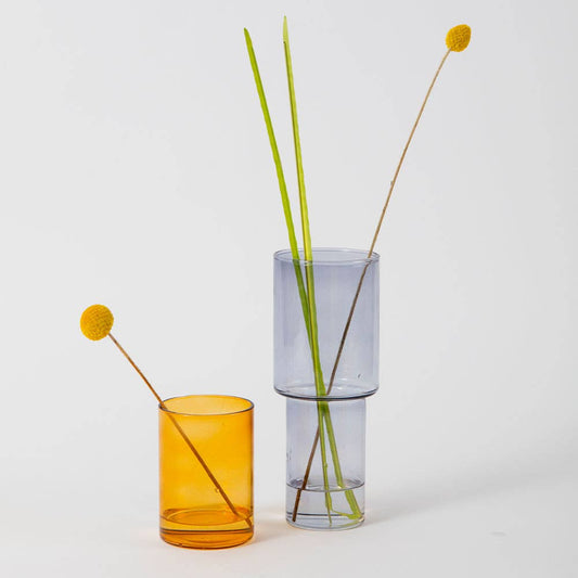 Block Design - Stacking Glass Vase: Grey/Orange